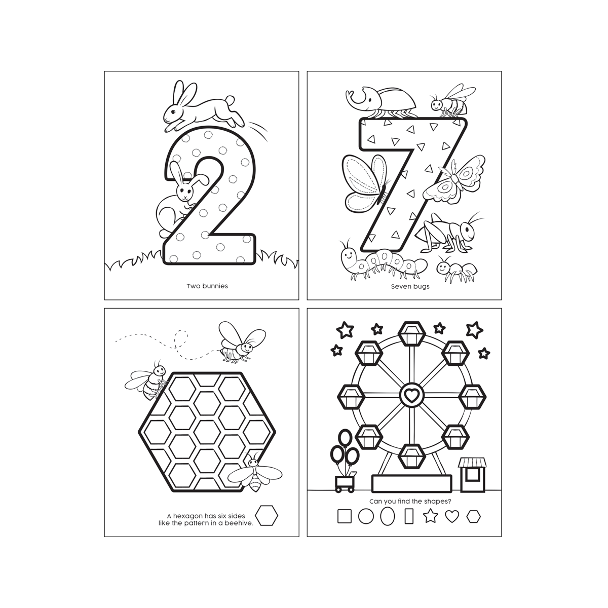 Shapes numbers toddler coloring book