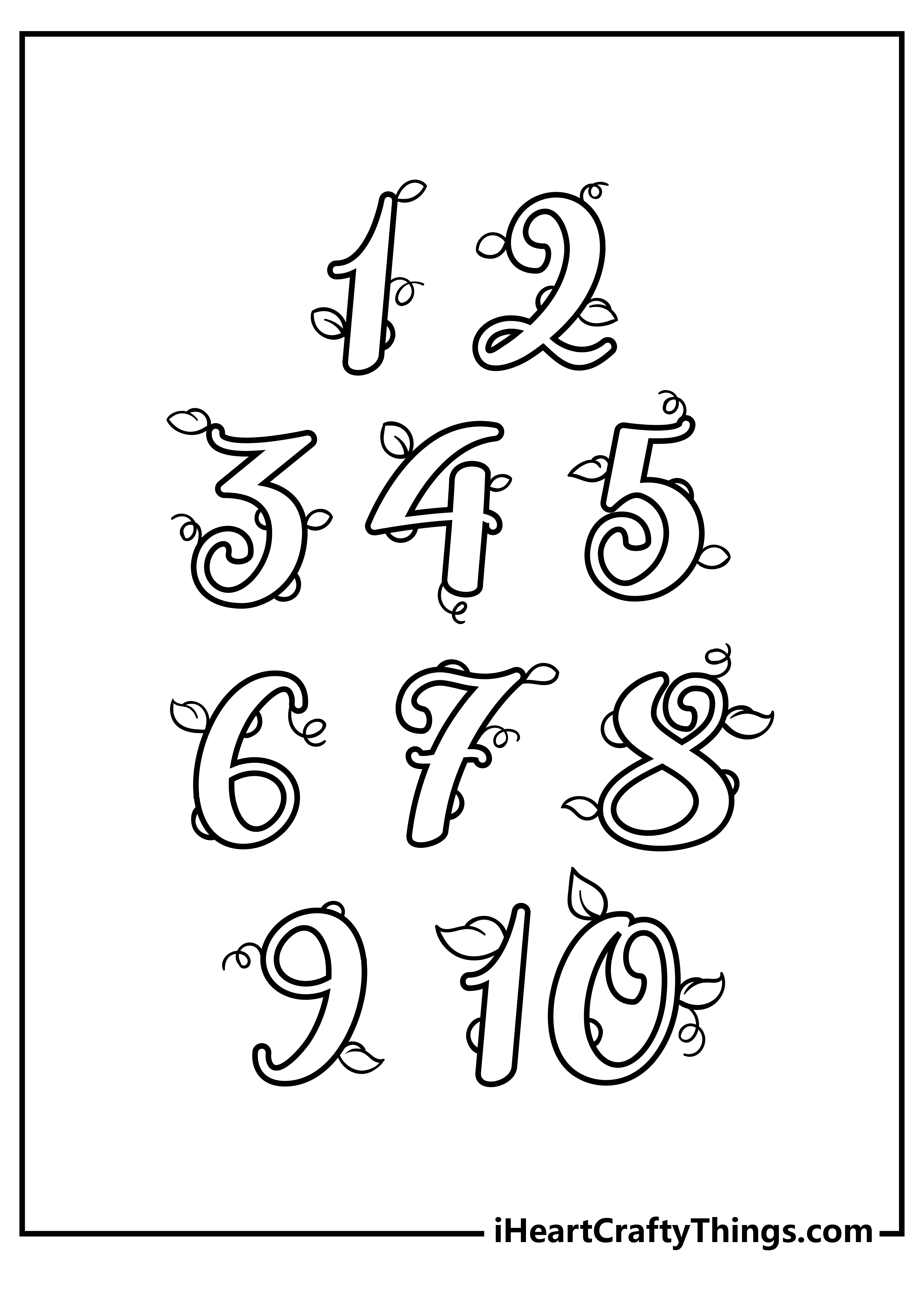 Number coloring pages free printables