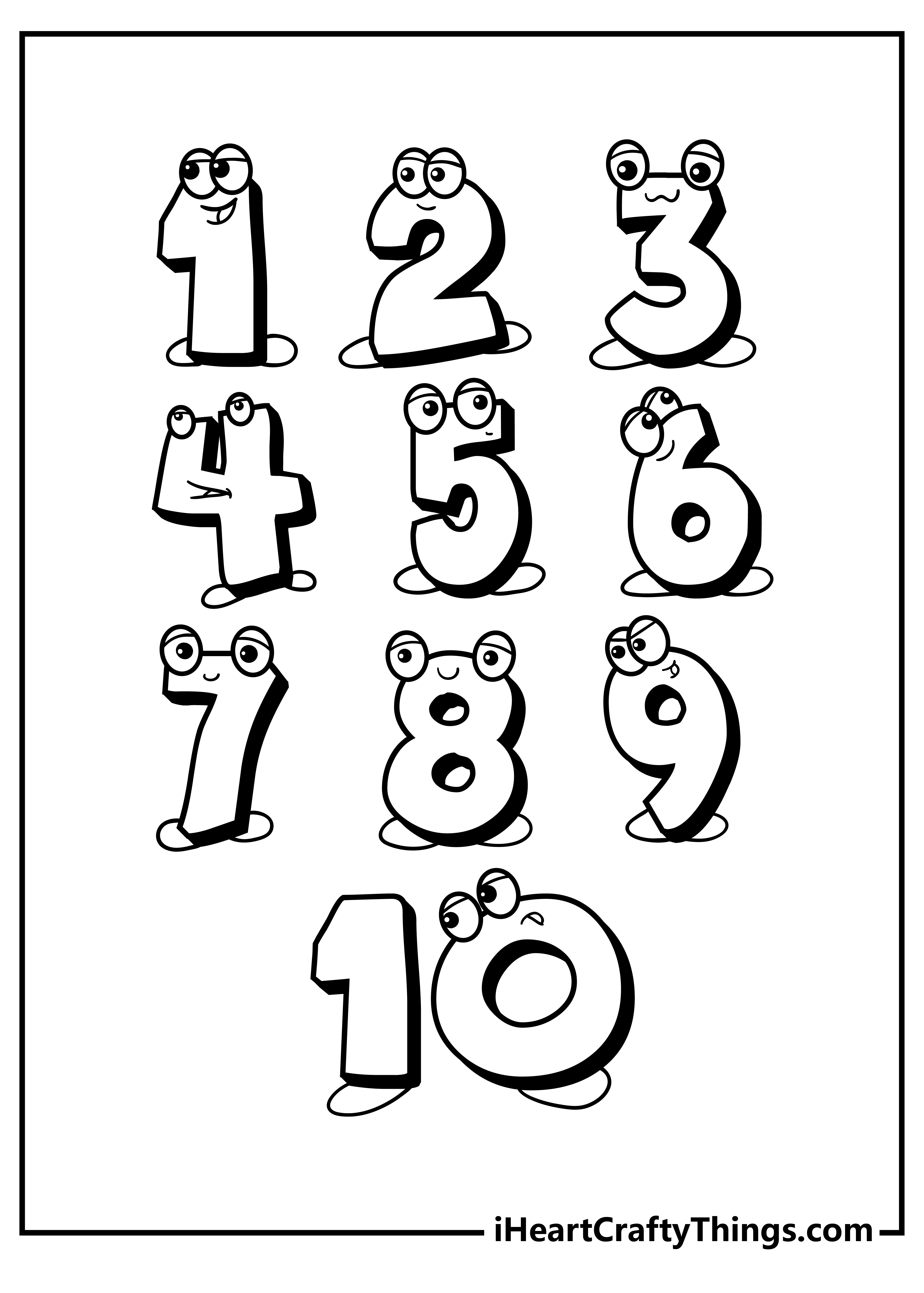 Number coloring pages free printables