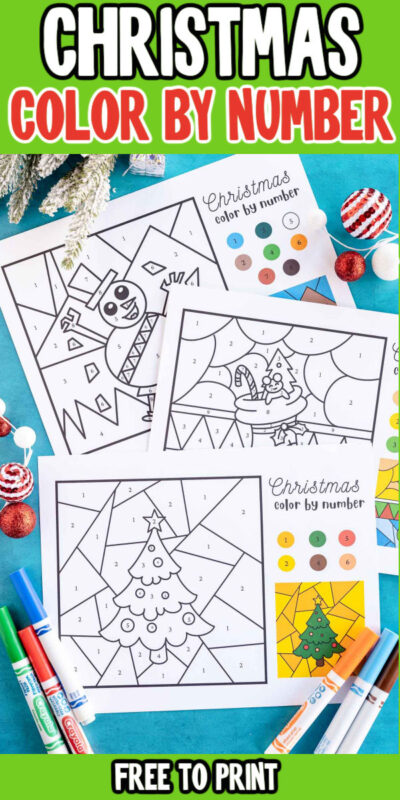 Free christmas color by number coloring pages