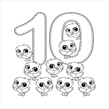 Premium vector number coloring page for kidnumber