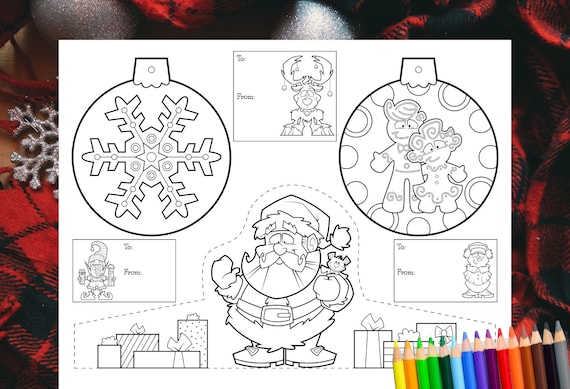 Printable christmas coloring pages crafts for kids christmas ornaments christmas decorations holiday gift labels family activities