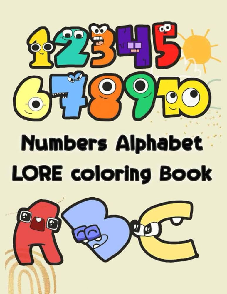 Numbers alphabet lore coloring book all characters jumbo fun coloring pages by montague dawn