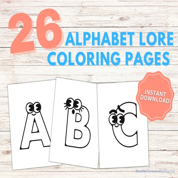 Alphabet lore coloring pages full size kids activity fun dra