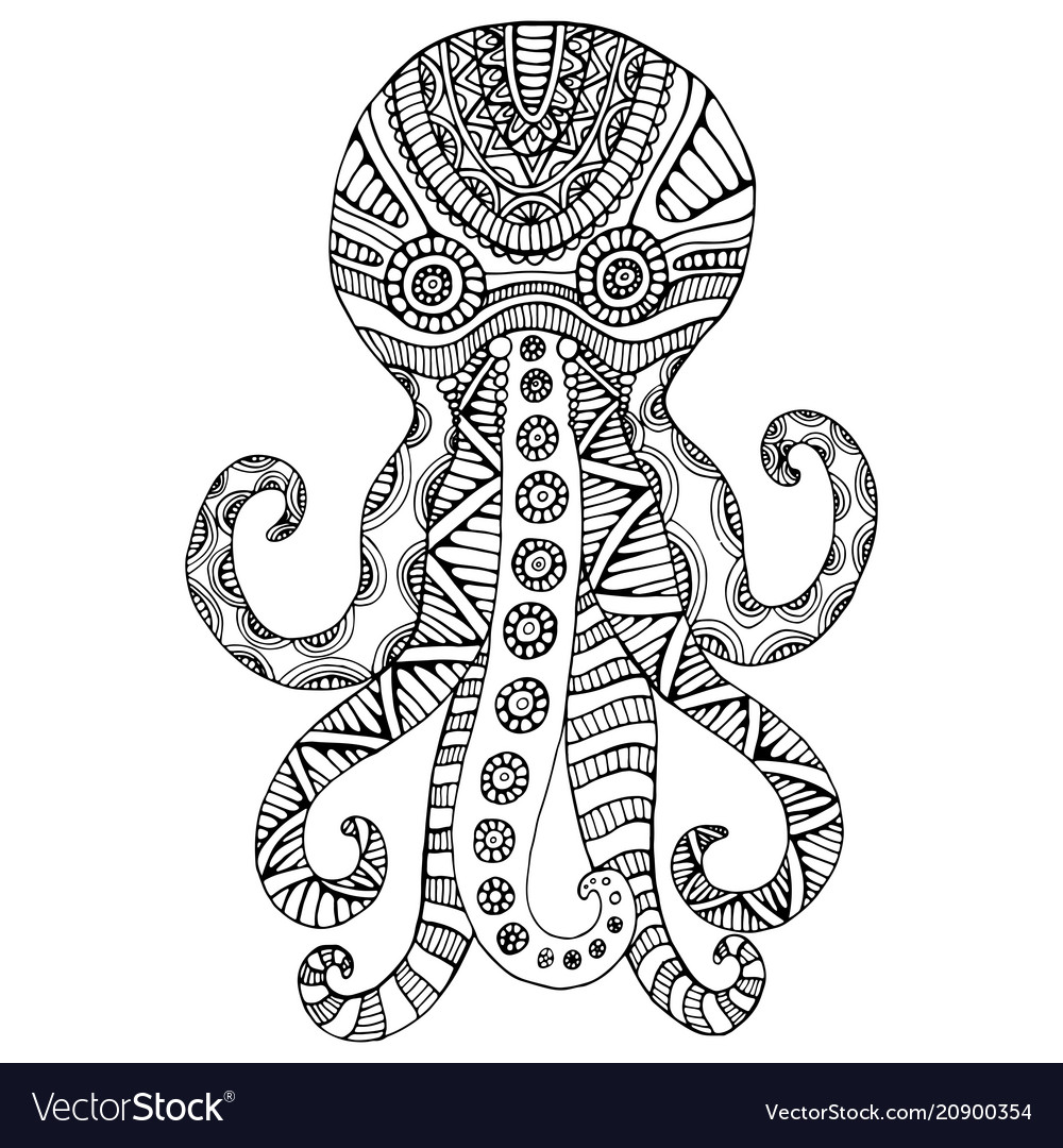 Coloring page octopus royalty free vector image