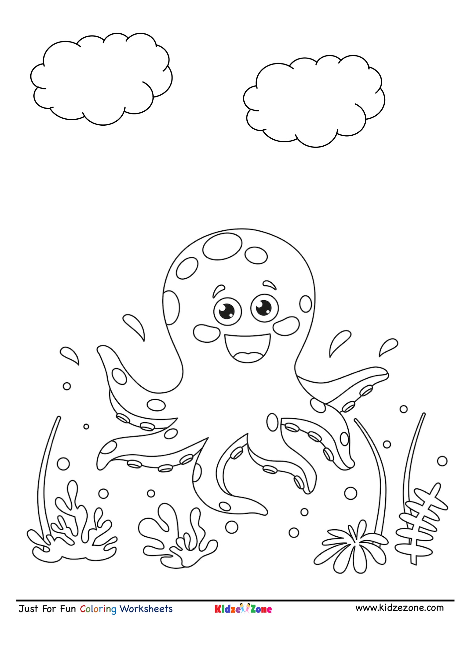 Octopus cartoon coloring page