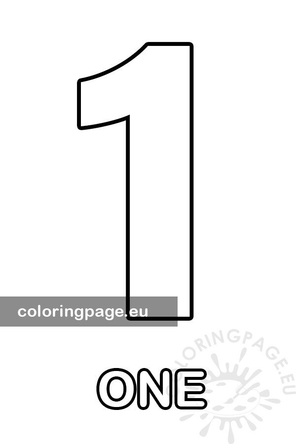 Number one template coloring page