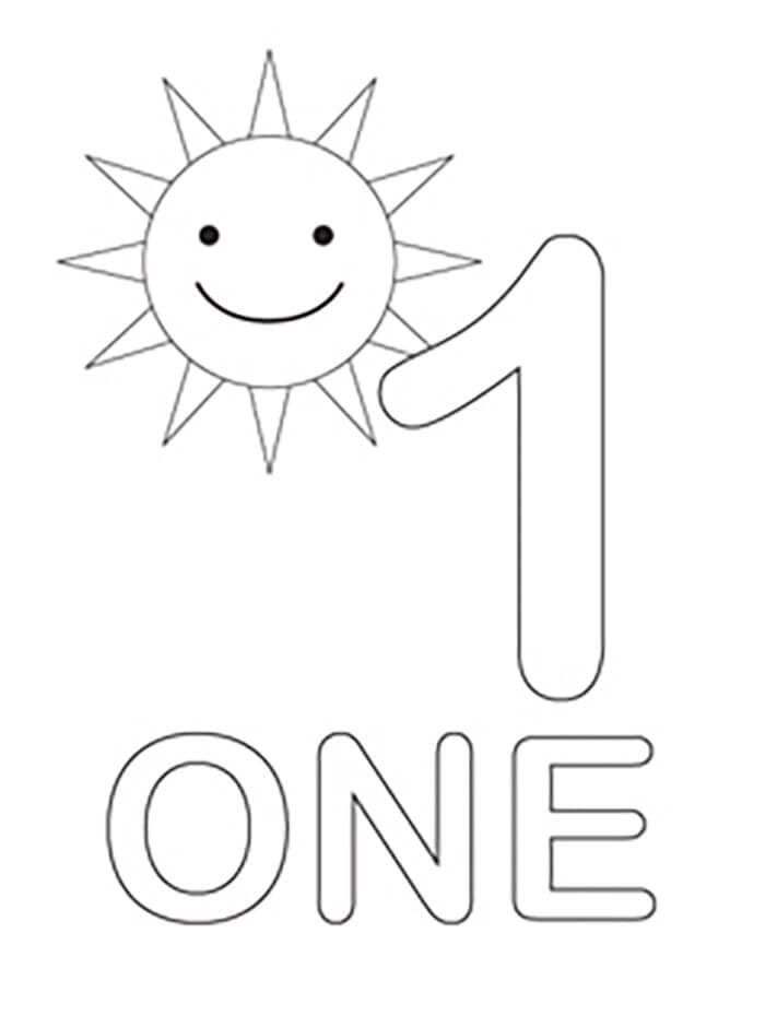 Number with the sun coloring page