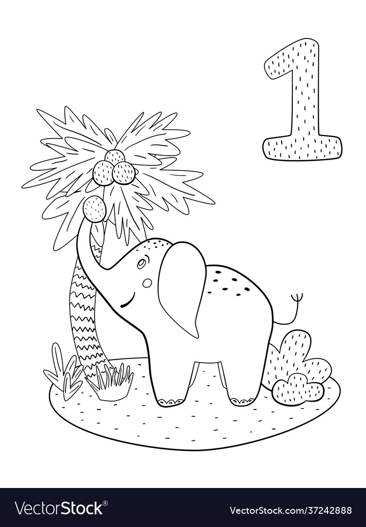 Counting from to number coloring page vector image