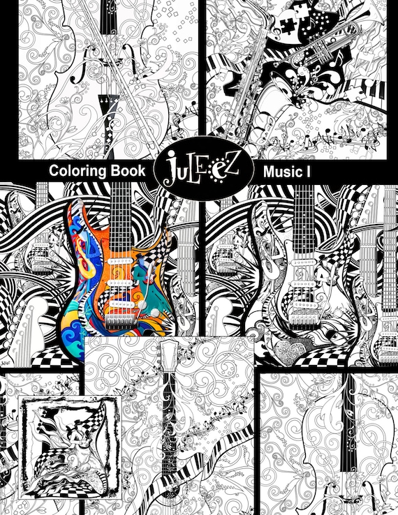 Pack coloring posters coloring pages set of music art coloring posters instant download by juleez music poster guitar poster