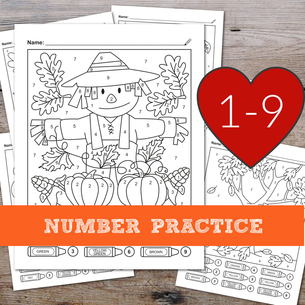 Fall color by number printable worksheets â ispyfabulous