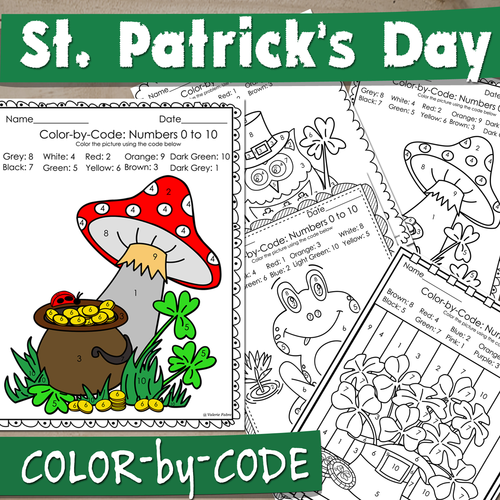 St patricks day color by code patrick color by numbers