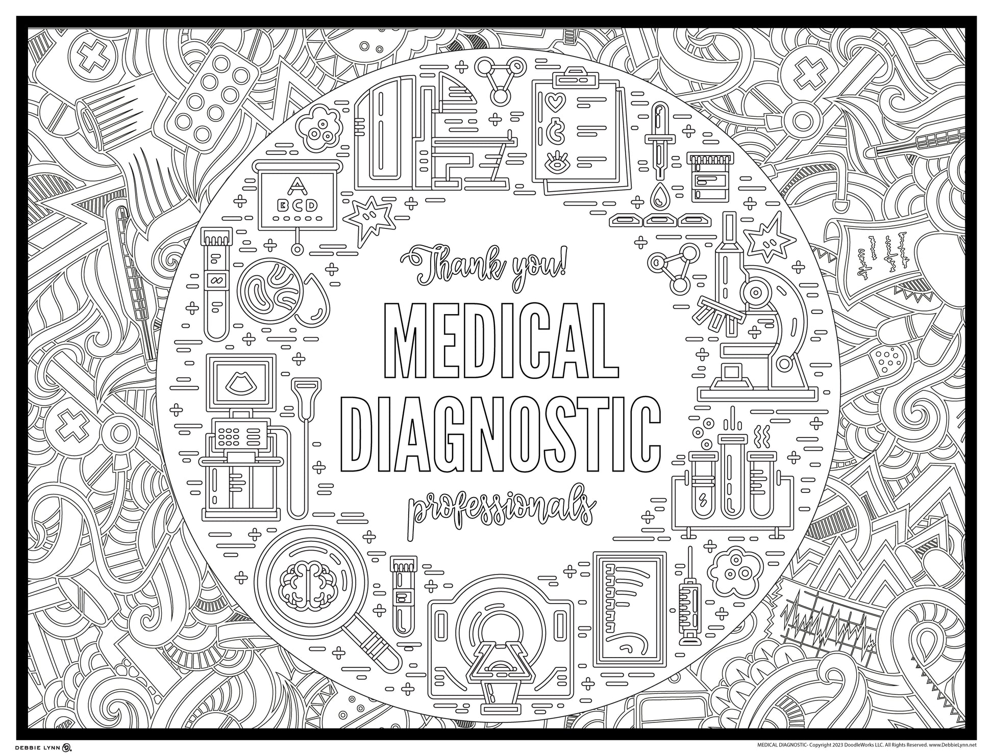 Medical diagnostic personalized giant coloring poster x â debbie lynn