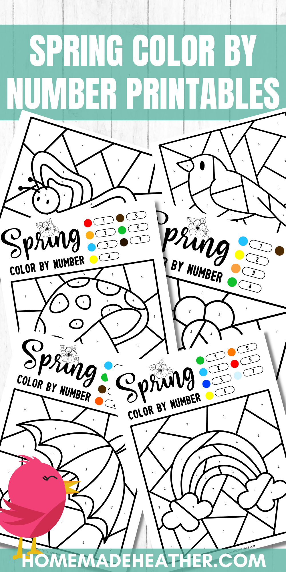 Spring color by number printables homemade heather