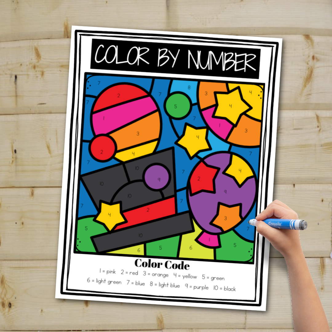 New year color by number free printables for preschoolers