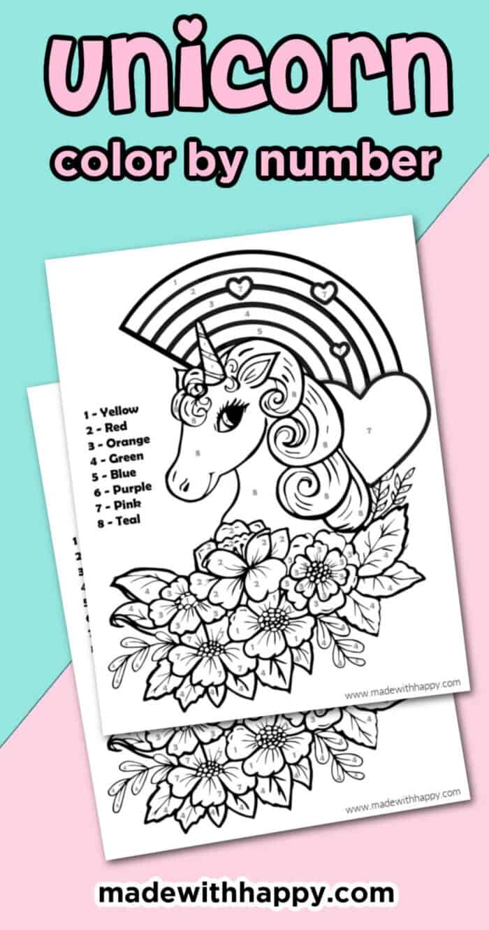 Unicorn color by number