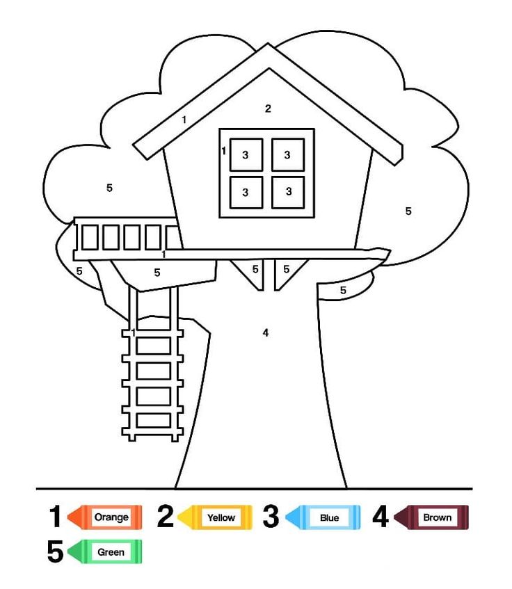 Treehouse color by number coloring page free printable coloring pages coloring pages coloring posters