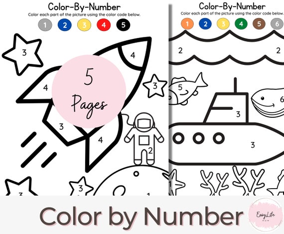 Color by number kids preschool prek worksheets homeschool printable coloring coloring page learning activities toddler pdf