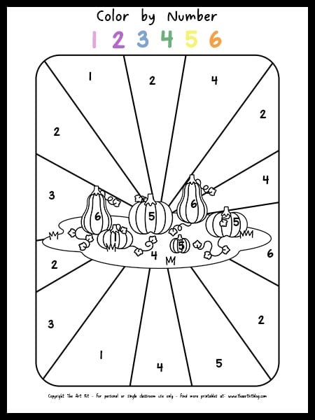 Pumpkin patch color by number coloring page free printable â the art kit