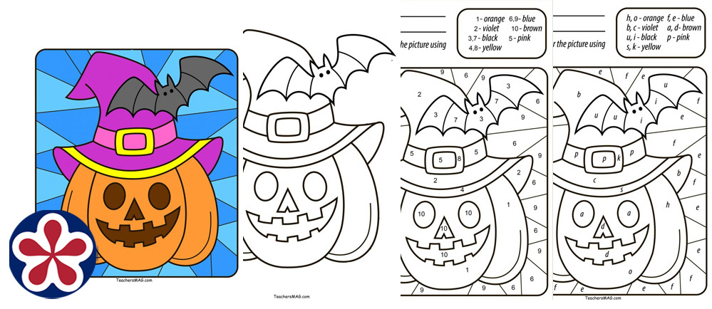 Free halloween pumpkin color by numberletter for preschool