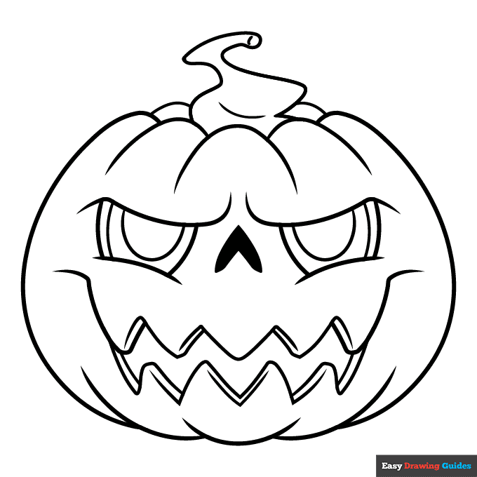Halloween pumpkin coloring page easy drawing guides