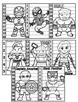 Superhero number line cut and paste puzzle by ricks creations tpt