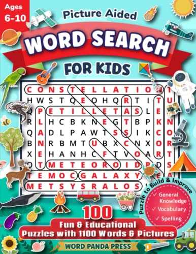 Word search for kids with pictures fun educational wordsearch puzzle book with words images for loring