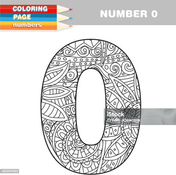 Adult coloring book numbers hand drawn template stock illustration