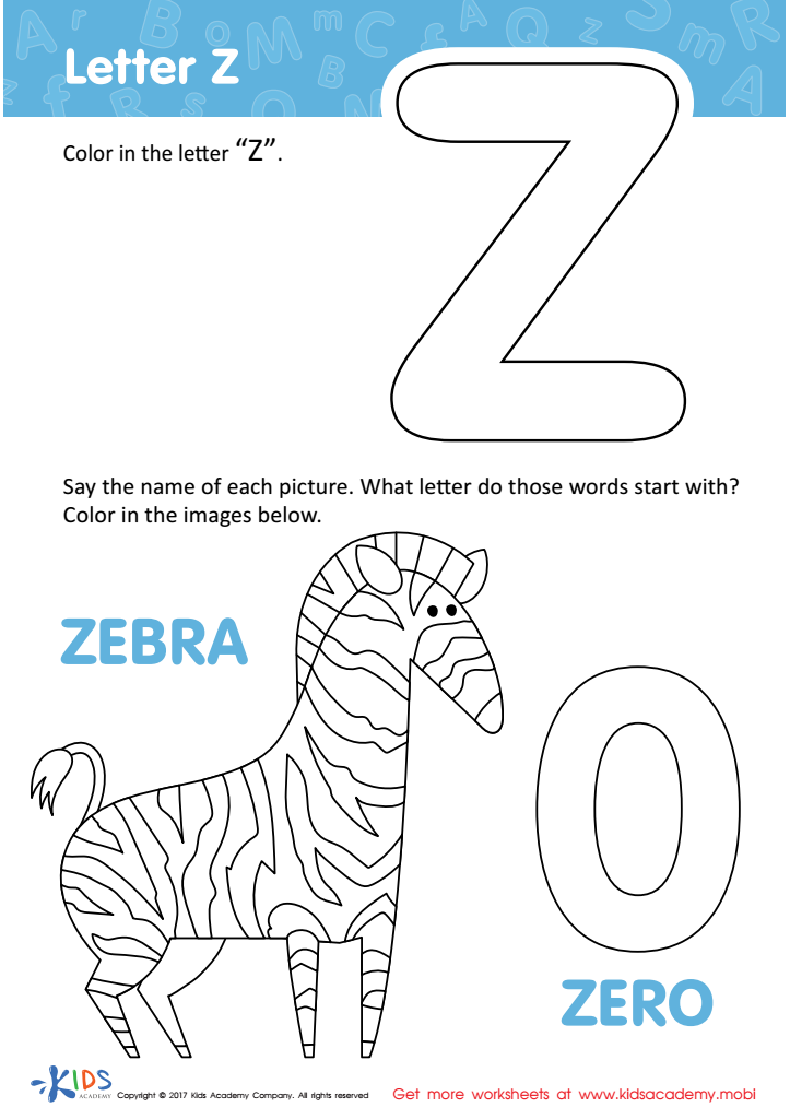 Letter z printable letter z coloring sheet free letter z template print out