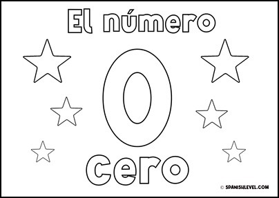 Number one in spanish coloring page spanish level