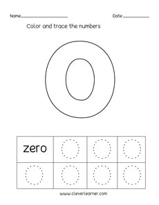 Number zero writing counting and recognition printable worksheets for children