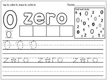 Free number zero practice page kids math worksheets numbers kindergarten numbers for kids