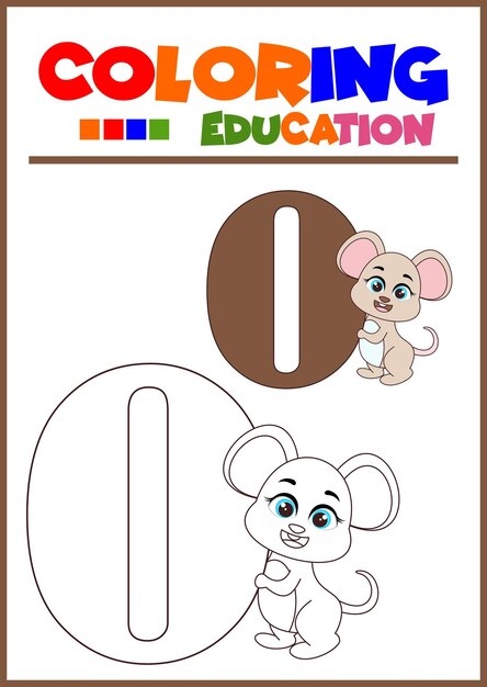 Premium vector coloring number zero for childrens learning