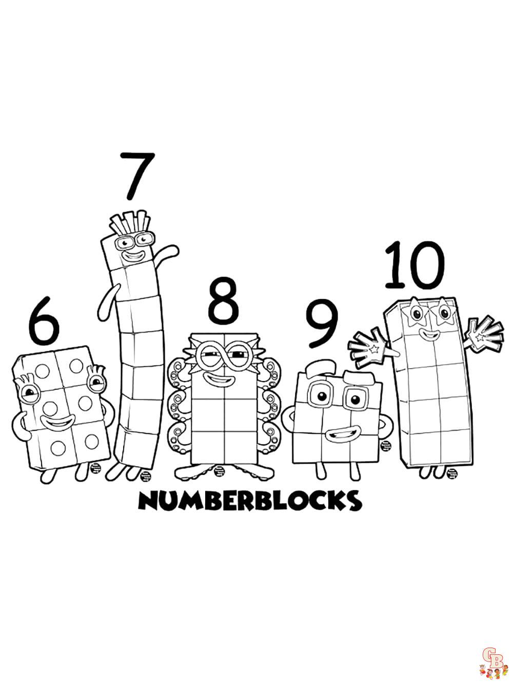 Numberblocks coloring pages easy fun for kids