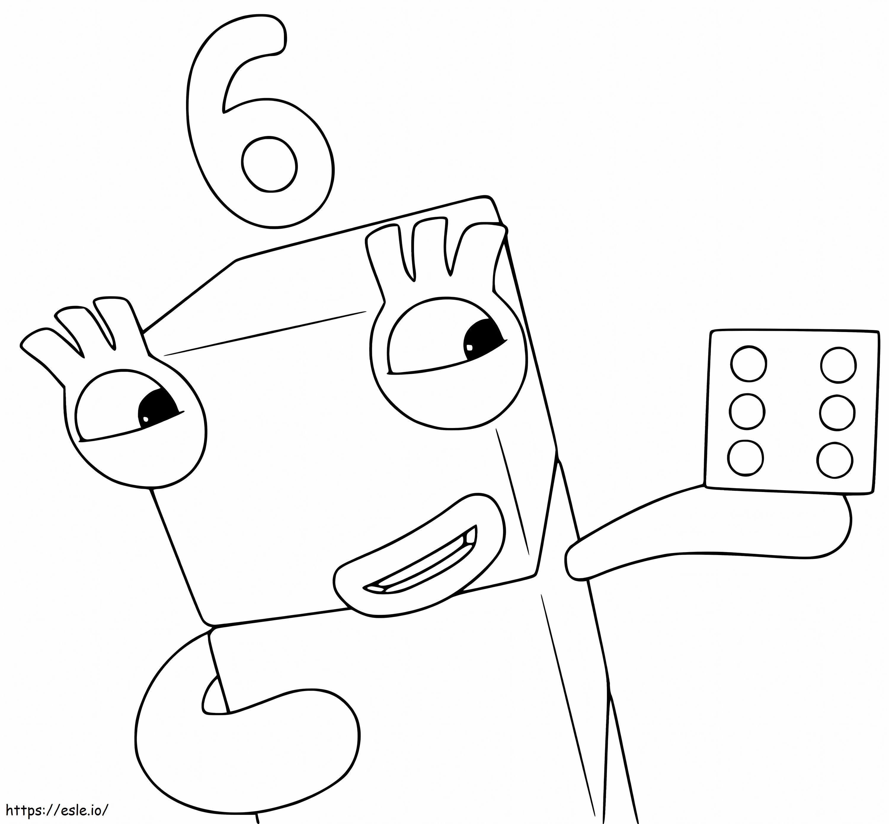 Numberblocks seis coloring page