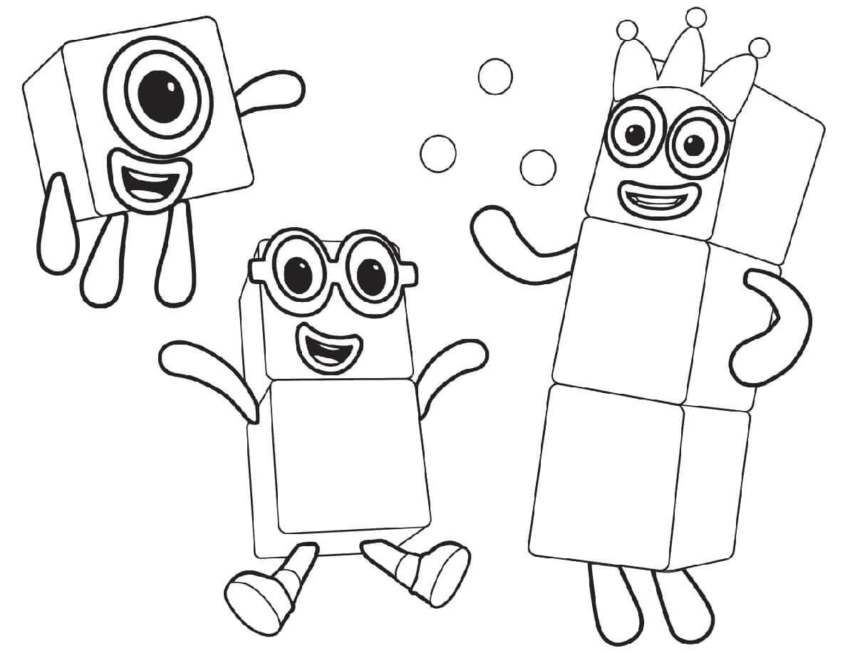 Cute numberblocks coloring page