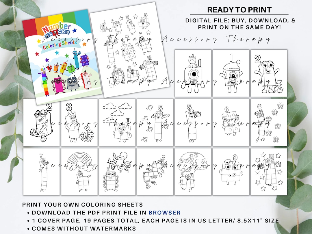 Numberblocks number blocks diy print your own coloring sheets booklet book coloring pages drawing digital download