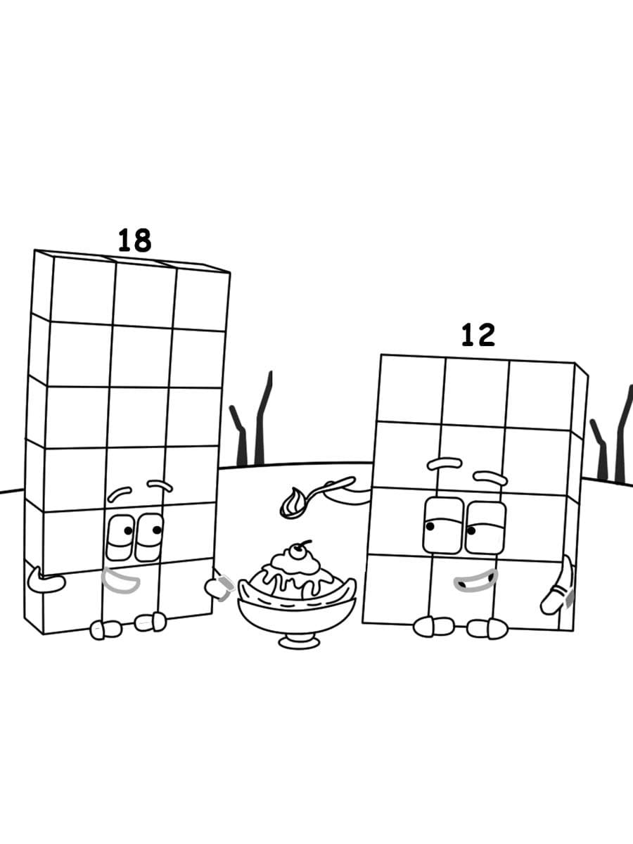 Numberblocks and coloring page