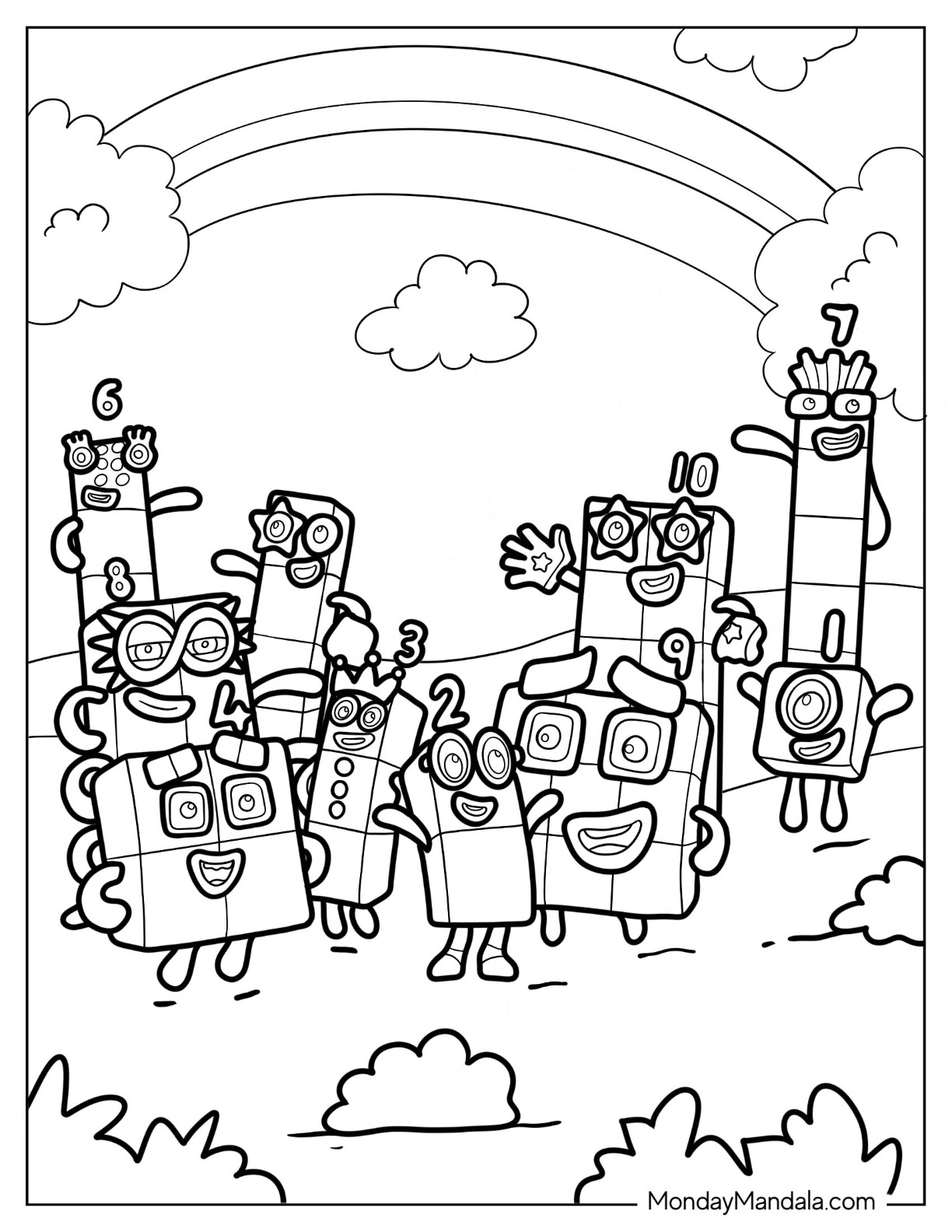 Numberblocks coloring pages free pdf printables