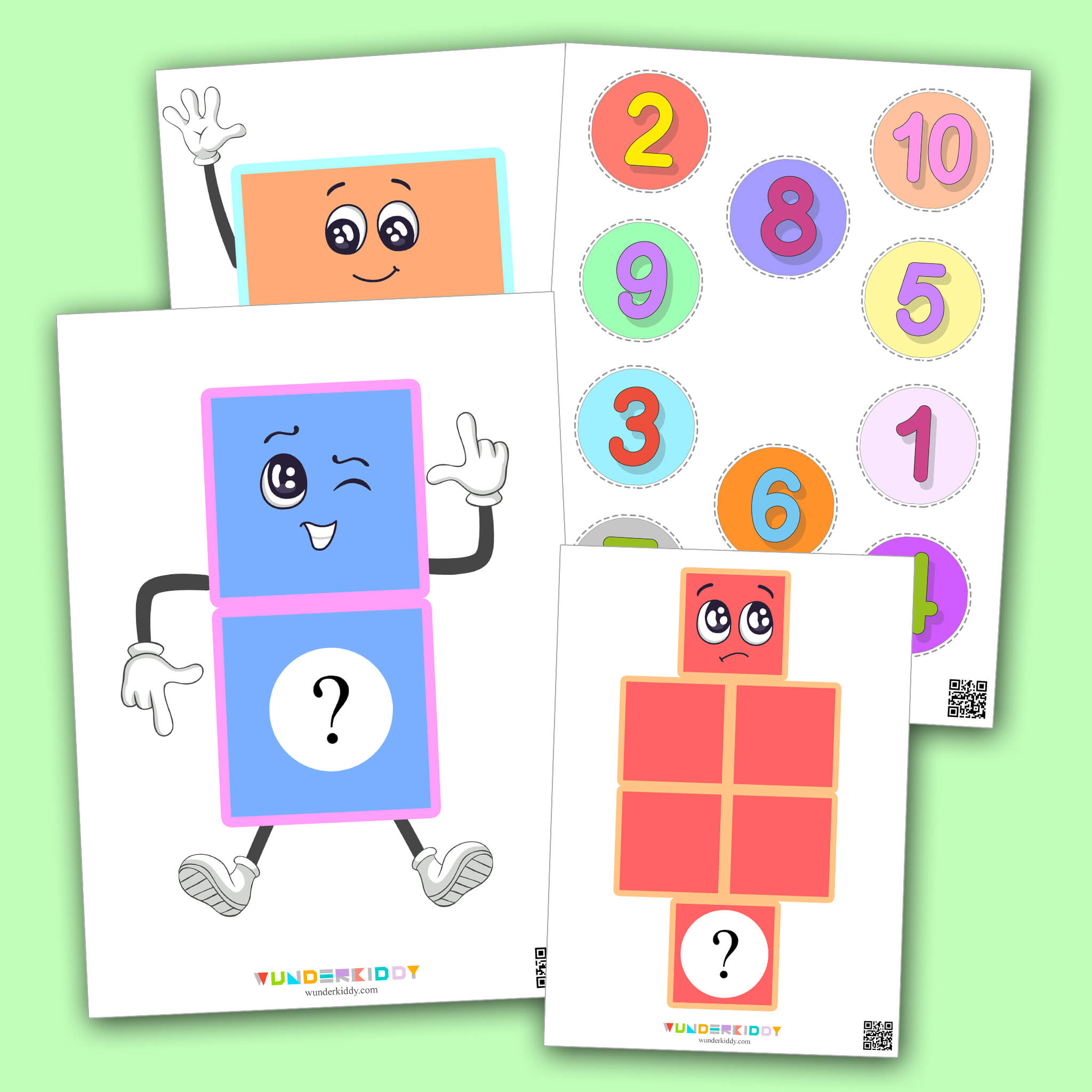 Printable kindergarten math worksheet for counting number blocks