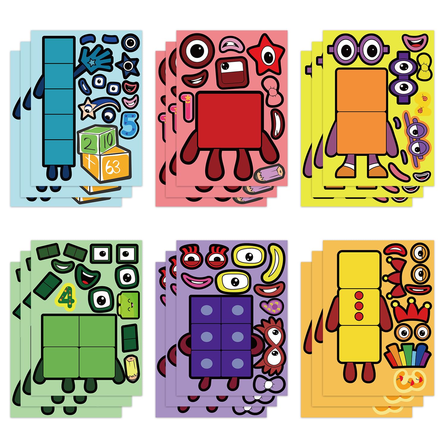 Pcs make your own numberblocks toys stickers sheet numberblocks birthday decorations for numberblocks birthday party favors