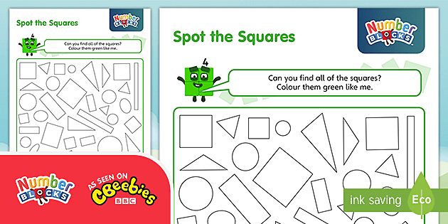 Ð numberblocks spot the squares worksheet teacher made