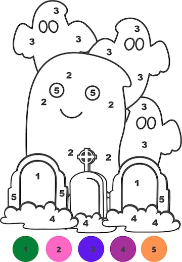 Premium vector halloween coloring pages for kids halloween color by number pages