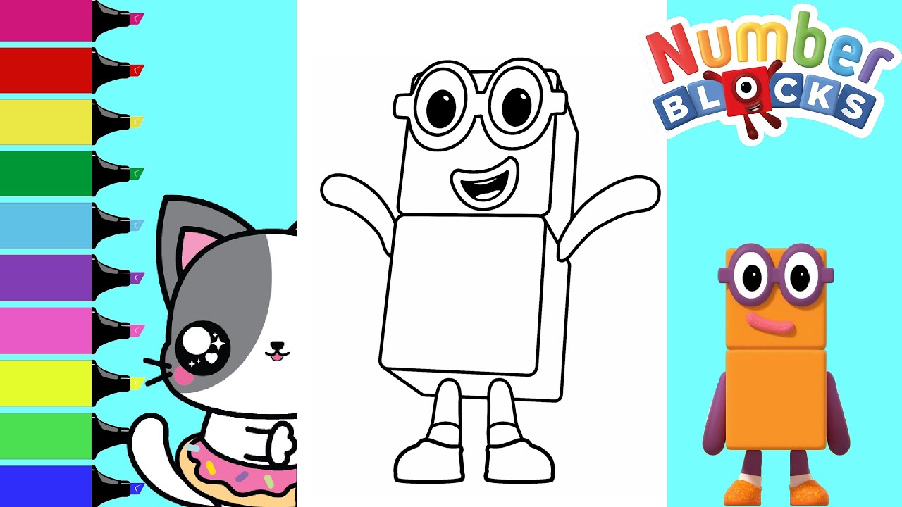 Coloring nuberblocks and coloring book pages sprinkled donuts jr