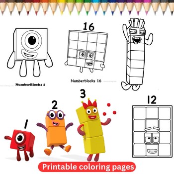 Numberblocks activities printable coloring pages for kids pdf tpt