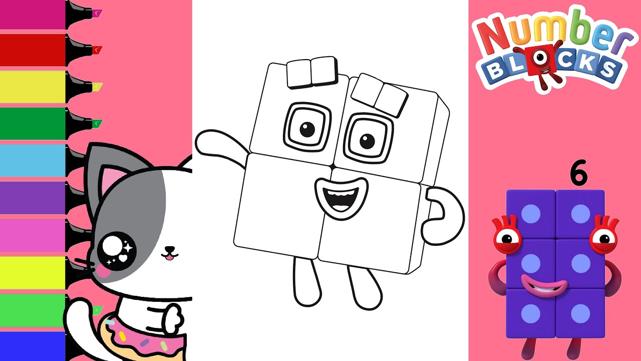 Coloring nuberblocks and coloring book pages sprinkled donuts jr