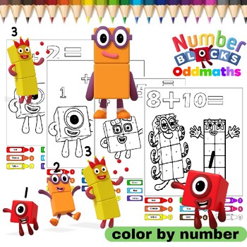 Numberblocks color by number printable for kids numberblocks coloring pages