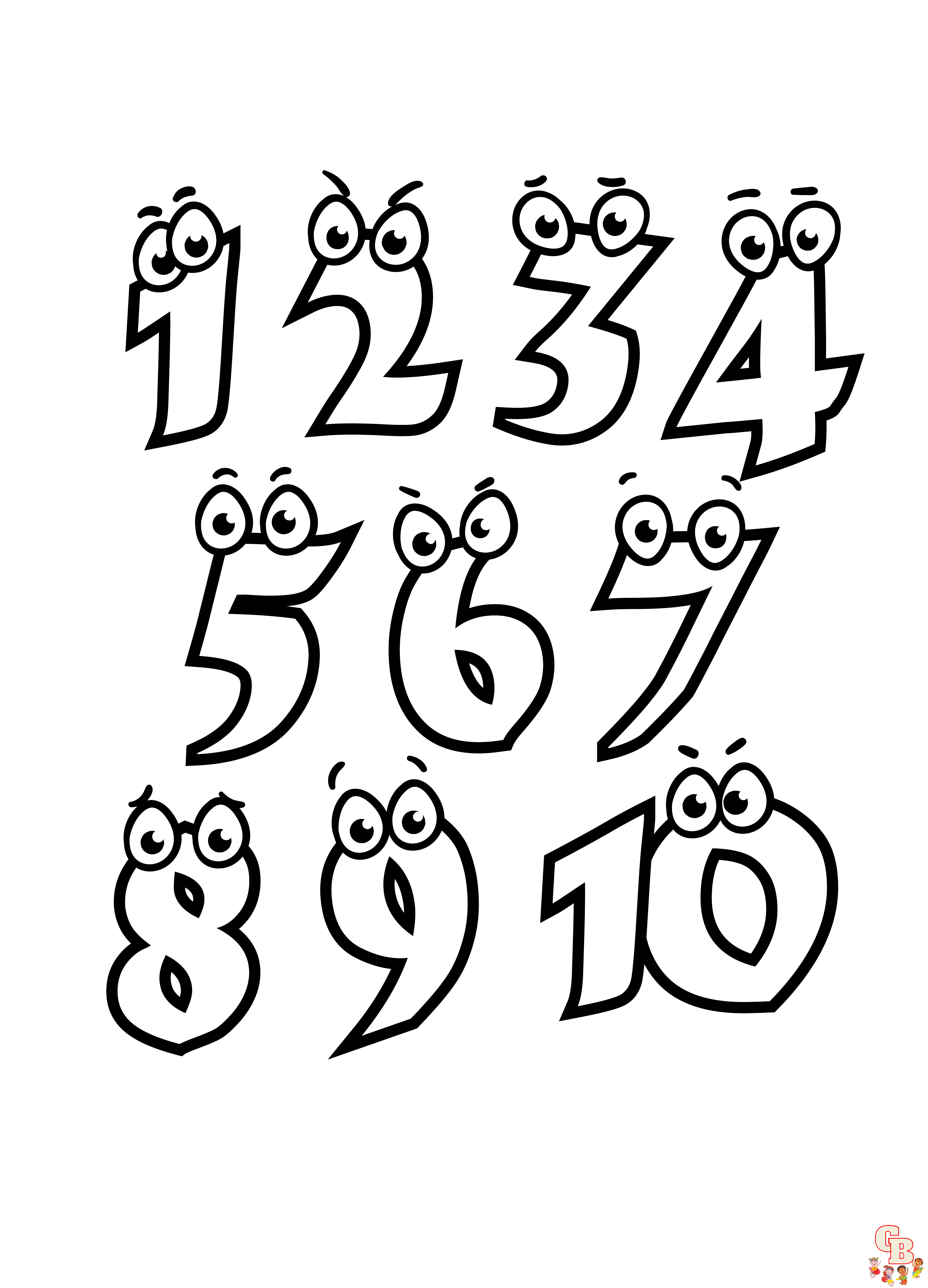 Printable number coloring pages free for kids and adults