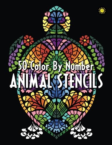 Animal stencils color by number activity coloring book for adults relaxation and stress relief extended edition