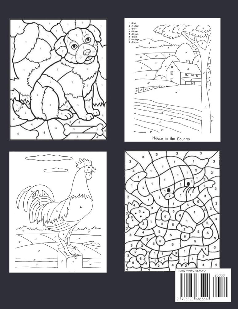 Color by numbers for adults coloring book with color by number designs of animals birds flowers houses and patterns easy to hard designs fun by numbers book adult